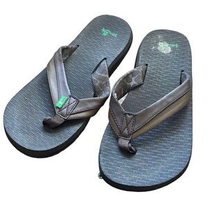 Sanuk Flip Flops Men 9 Brown Good Synthetic‎ Thong Sandals Casual Beachwear